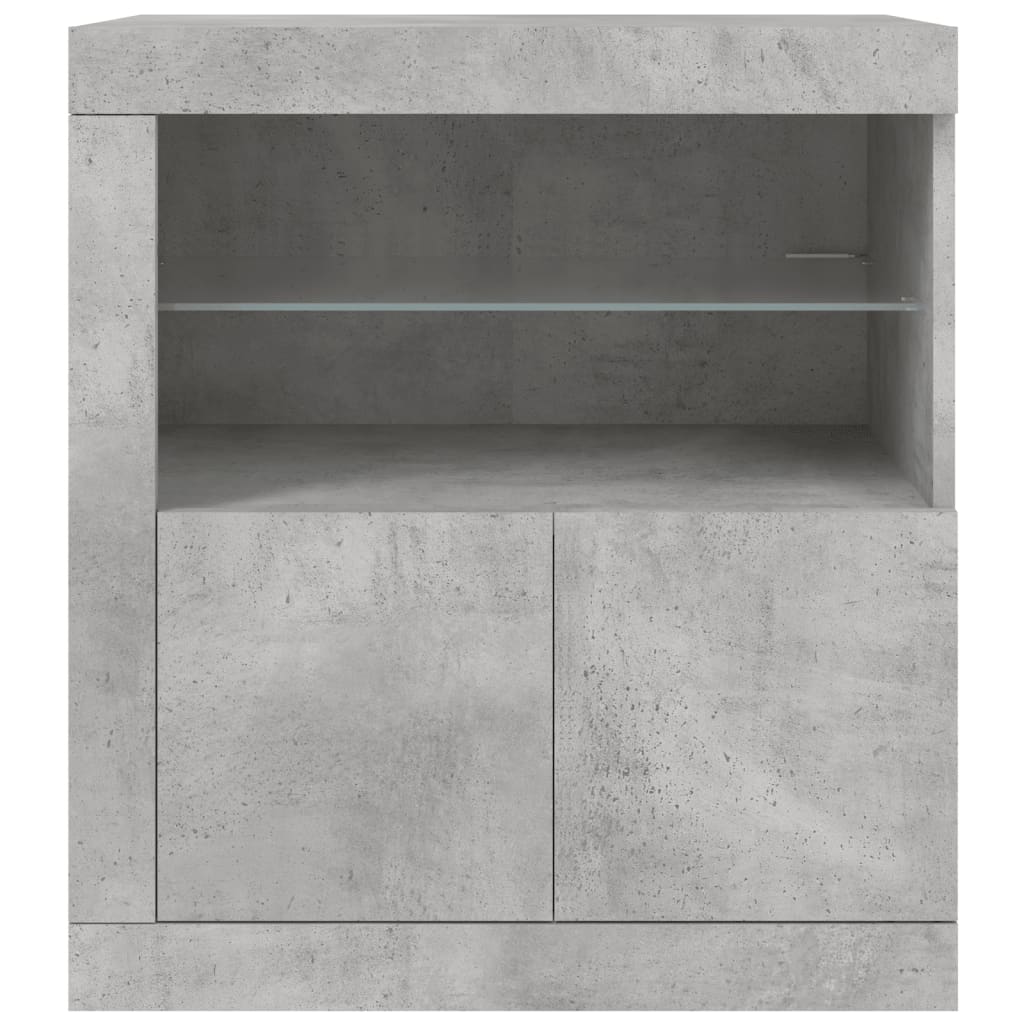 vidaXL Servantă cu lumini LED, gri beton, 60,5x37x67 cm vidaXL Servantă cu lumini LED, gri beton, 60,5x37x67 cm