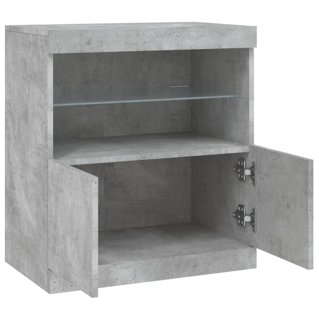 vidaXL Servantă cu lumini LED, gri beton, 60,5x37x67 cm vidaXL Servantă cu lumini LED, gri beton, 60,5x37x67 cm