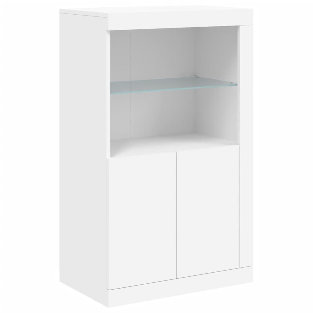 vidaXL Dulap lateral cu lumini LED, alb, lemn prelucrat
