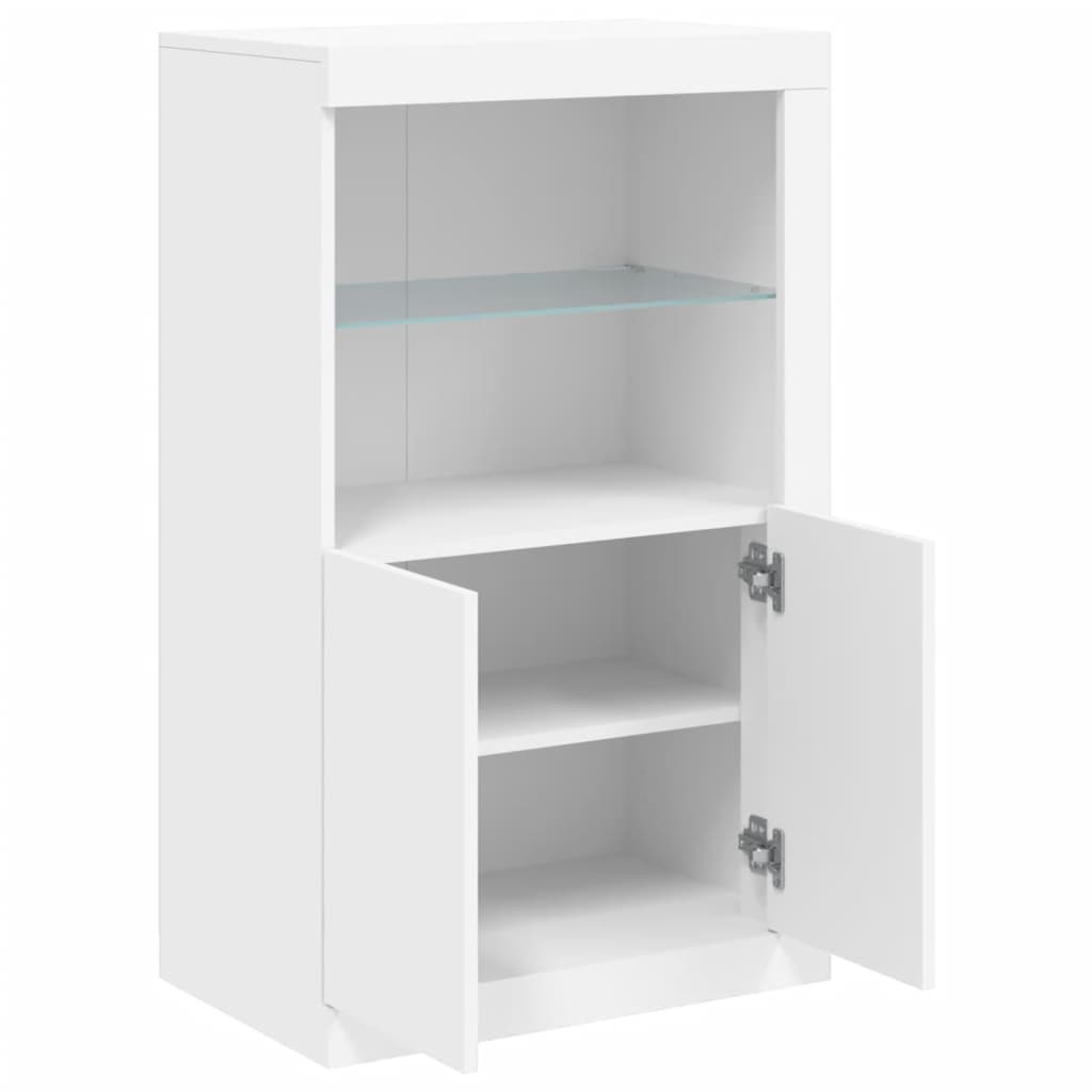 vidaXL Dulap lateral cu lumini LED, alb, lemn prelucrat