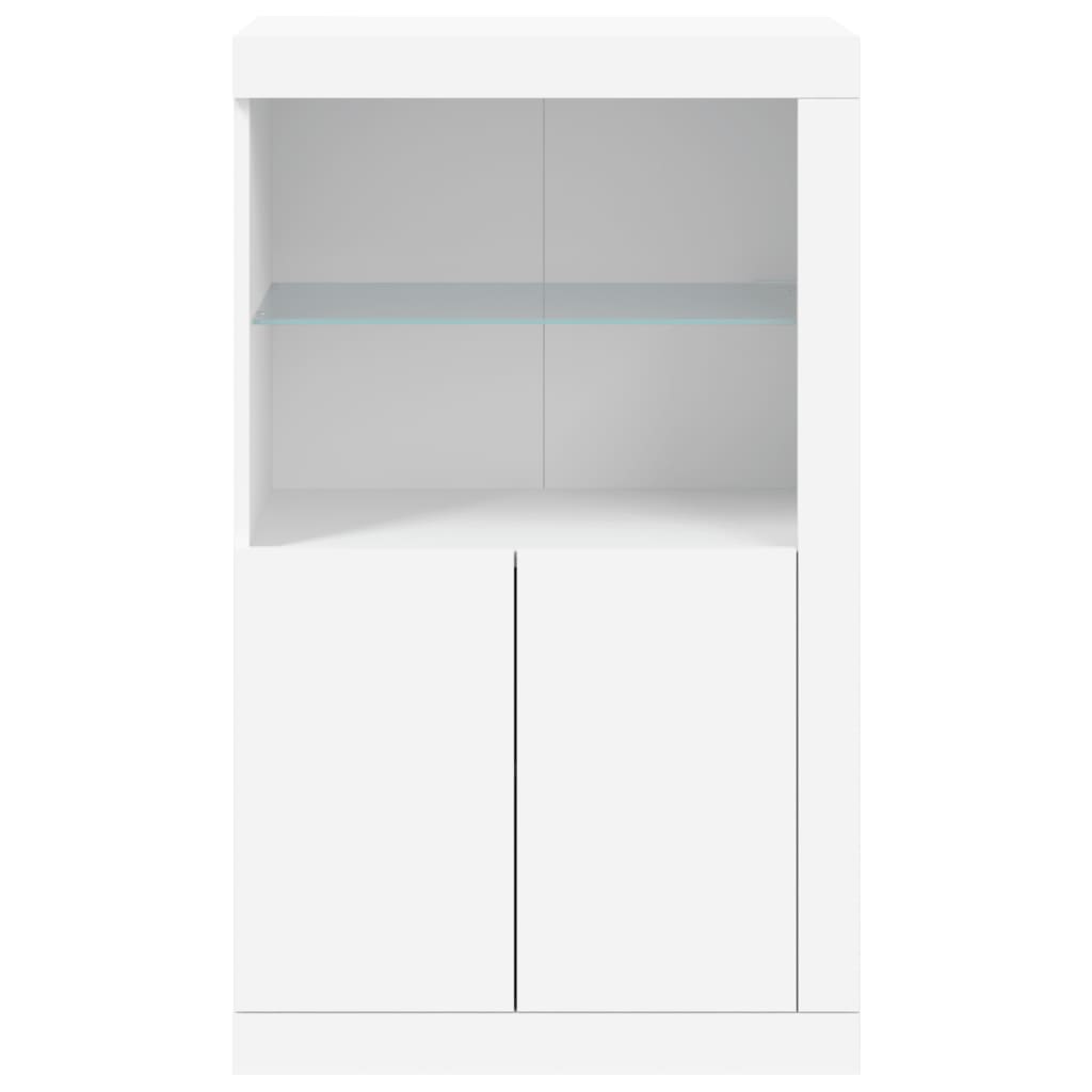 vidaXL Dulap lateral cu lumini LED, alb, lemn prelucrat