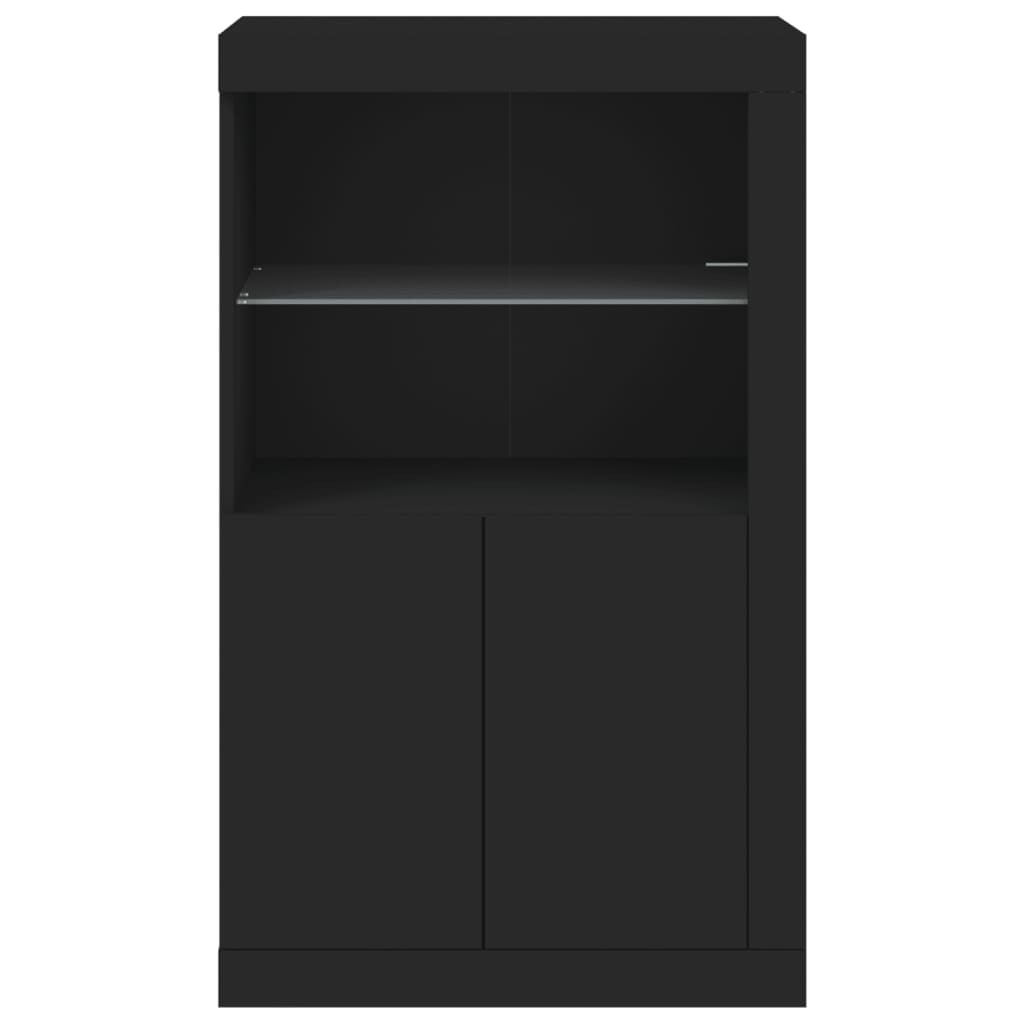 vidaXL Dulap lateral cu lumini LED, negru, lemn prelucrat vidaXL Dulap lateral cu lumini LED, negru, lemn prelucrat