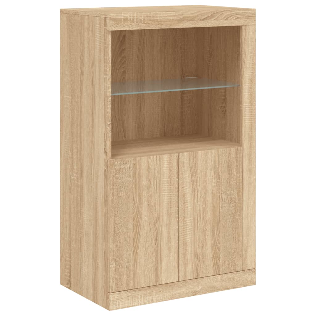 vidaXL Dulap lateral cu lumini LED, stejar sonoma, lemn prelucrat vidaXL Dulap lateral cu lumini LED, stejar sonoma, lemn prelucrat