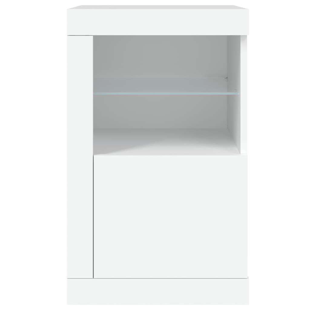 vidaXL Dulap lateral cu lumini LED, alb, lemn prelucrat vidaXL Dulap lateral cu lumini LED, alb, lemn prelucrat