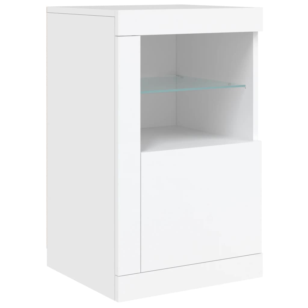 vidaXL Dulapuri laterale cu lumini LED 2 buc. alb lemn prelucrat