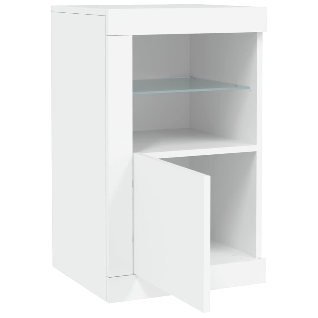 vidaXL Dulapuri laterale cu lumini LED 2 buc. alb lemn prelucrat