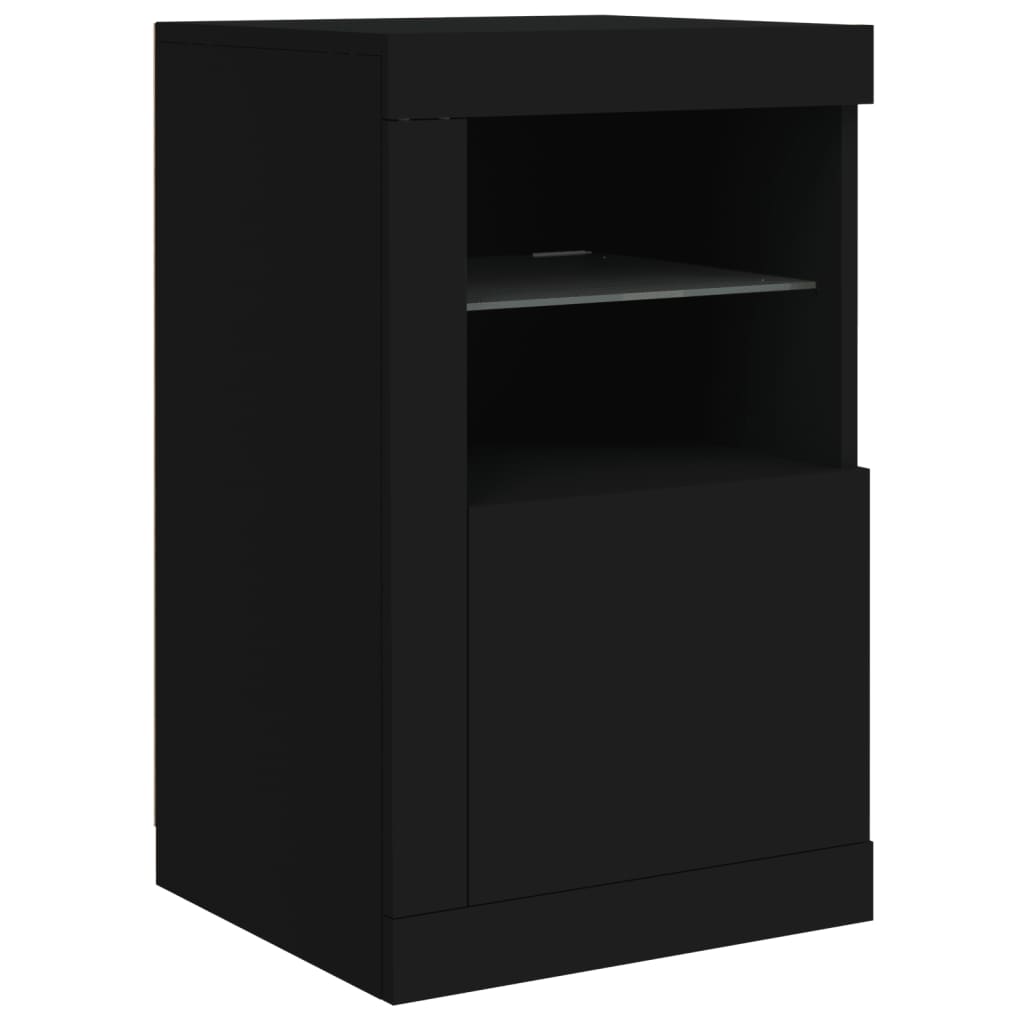 vidaXL Dulap lateral cu lumini LED, negru, lemn prelucrat