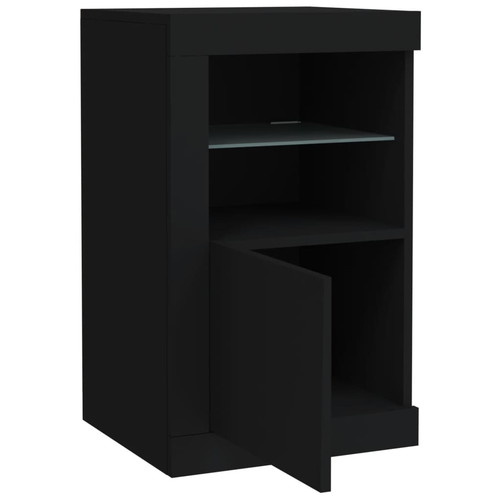 vidaXL Dulap lateral cu lumini LED, negru, lemn prelucrat