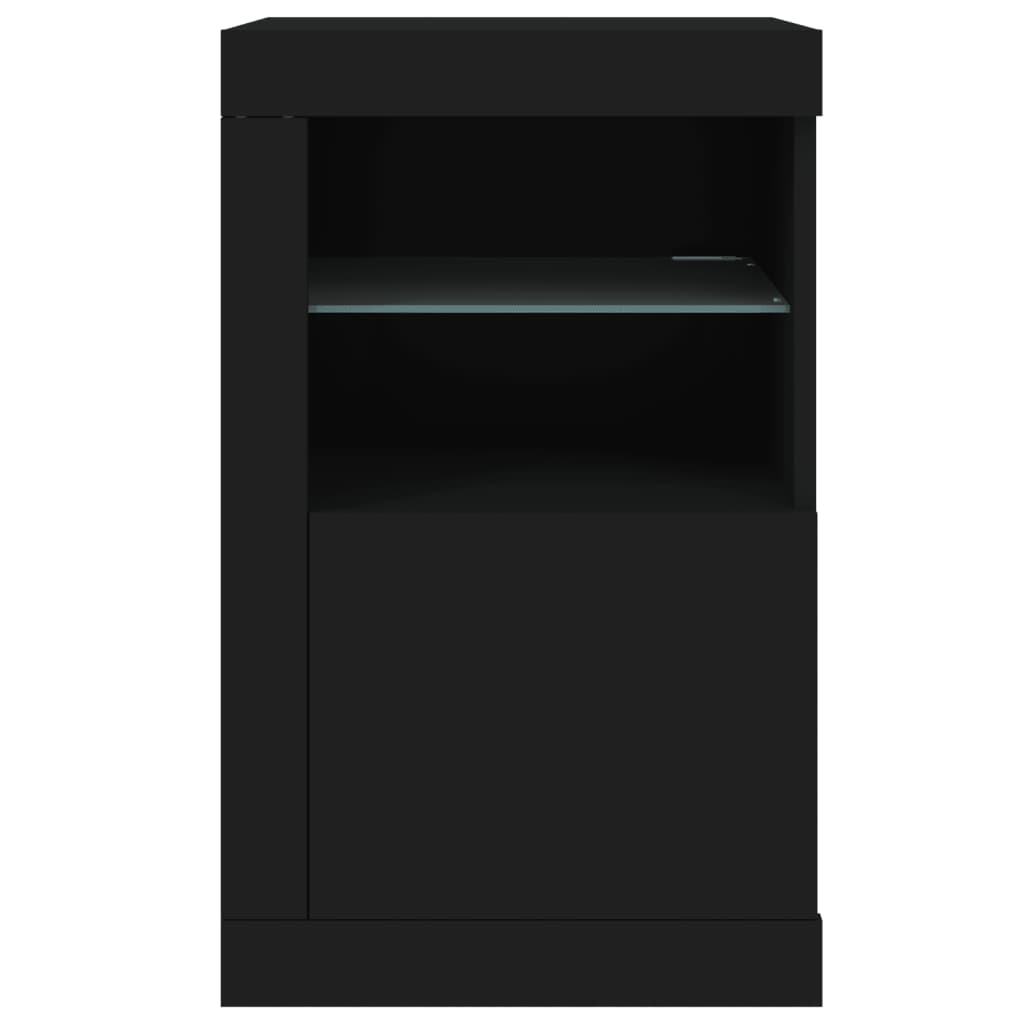 vidaXL Dulap lateral cu lumini LED, negru, lemn prelucrat