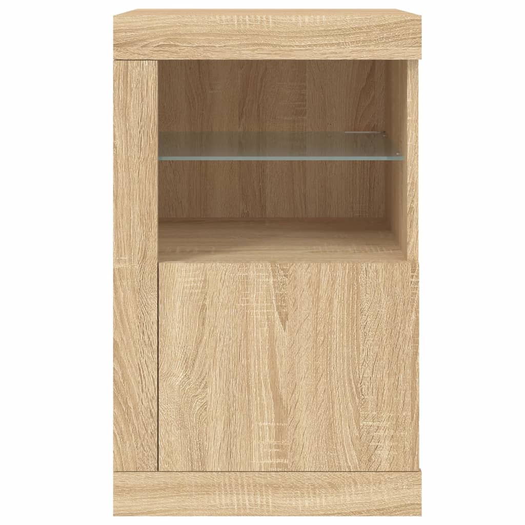 vidaXL Dulap lateral cu lumini LED, stejar sonoma, lemn prelucrat vidaXL Dulap lateral cu lumini LED, stejar sonoma, lemn prelucrat
