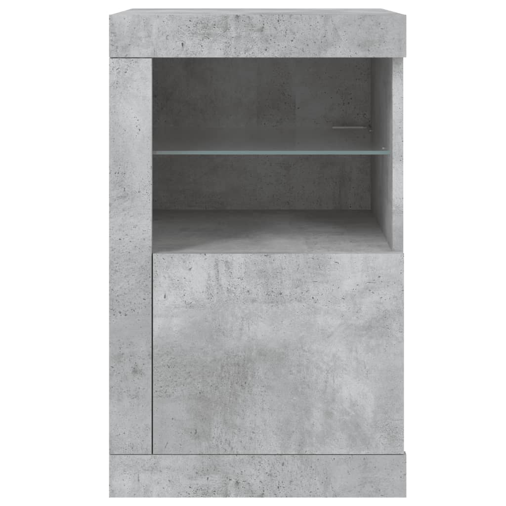 vidaXL Dulap lateral cu lumini LED, gri beton, lemn prelucrat vidaXL Dulap lateral cu lumini LED, gri beton, lemn prelucrat