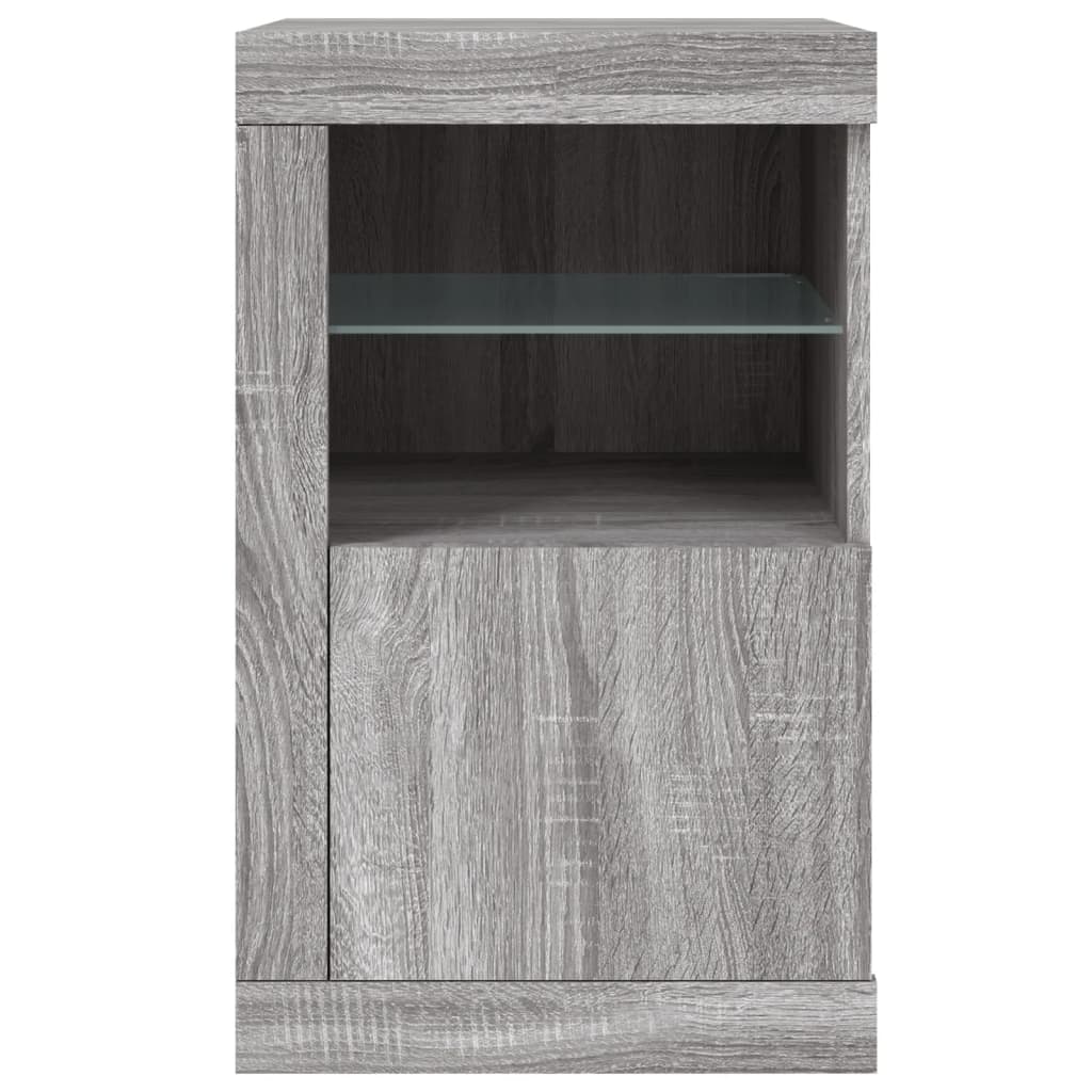 vidaXL Dulap lateral cu lumini LED, gri sonoma, lemn prelucrat vidaXL Dulap lateral cu lumini LED, gri sonoma, lemn prelucrat