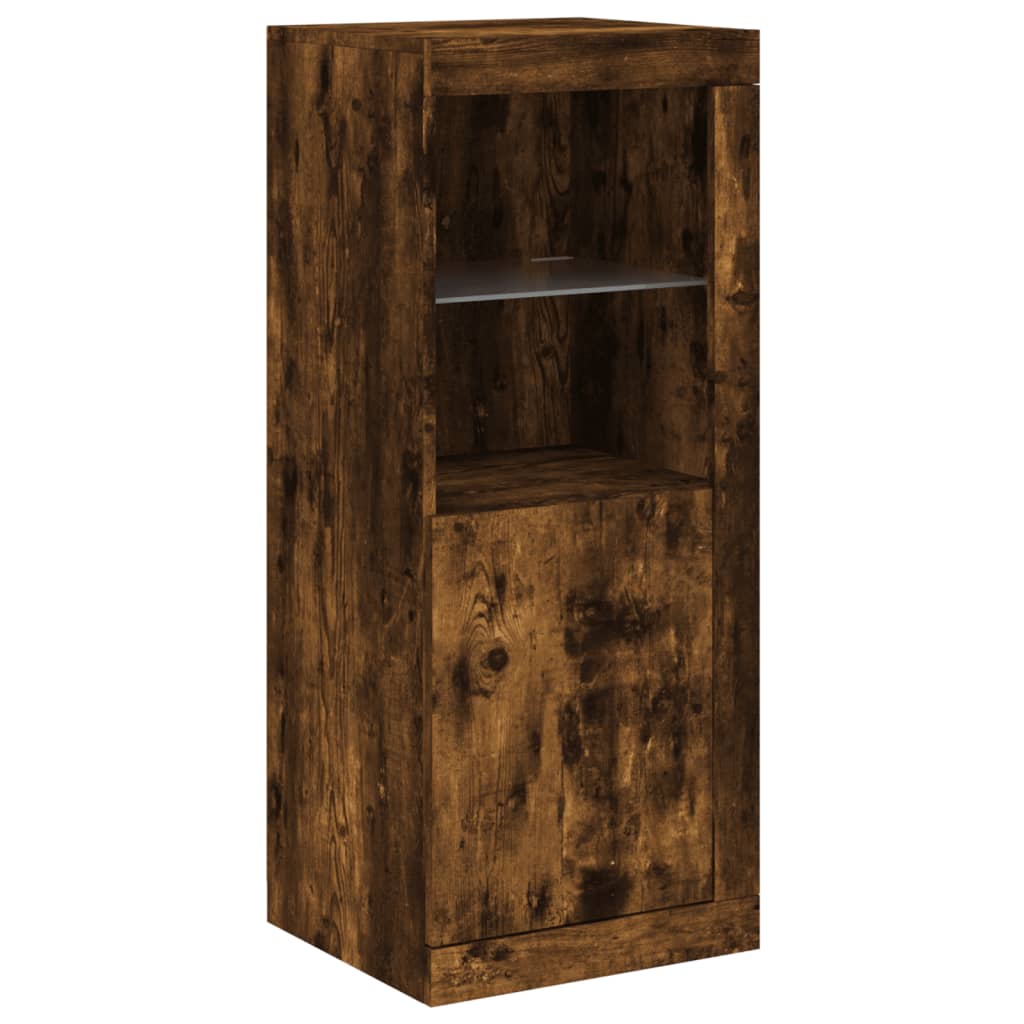 vidaXL Servantă cu lumini LED, stejar fumuriu, 41x37x100 cm vidaXL Servantă cu lumini LED, stejar fumuriu, 41x37x100 cm