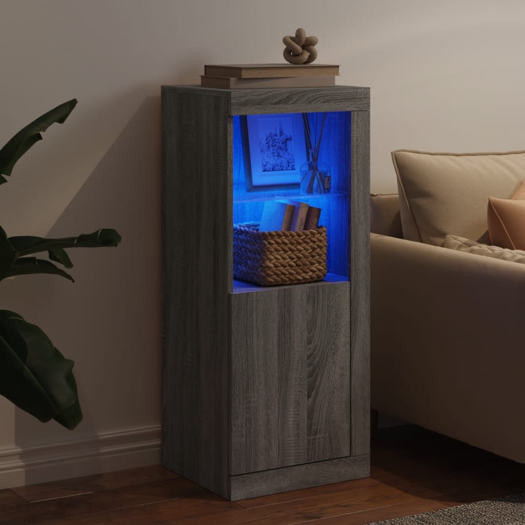 vidaXL Servantă cu lumini LED, gri sonoma, 41x37x100 cm vidaXL Servantă cu lumini LED, gri sonoma, 41x37x100 cm