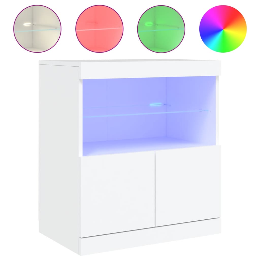 vidaXL Servantă cu lumini LED, alb, 60x37x67 cm vidaXL Servantă cu lumini LED, alb, 60x37x67 cm