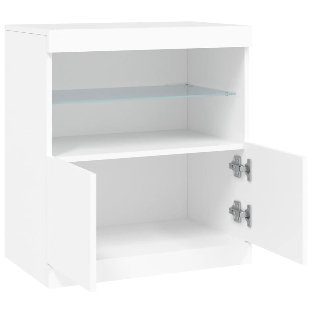 vidaXL Servantă cu lumini LED, alb, 60x37x67 cm vidaXL Servantă cu lumini LED, alb, 60x37x67 cm