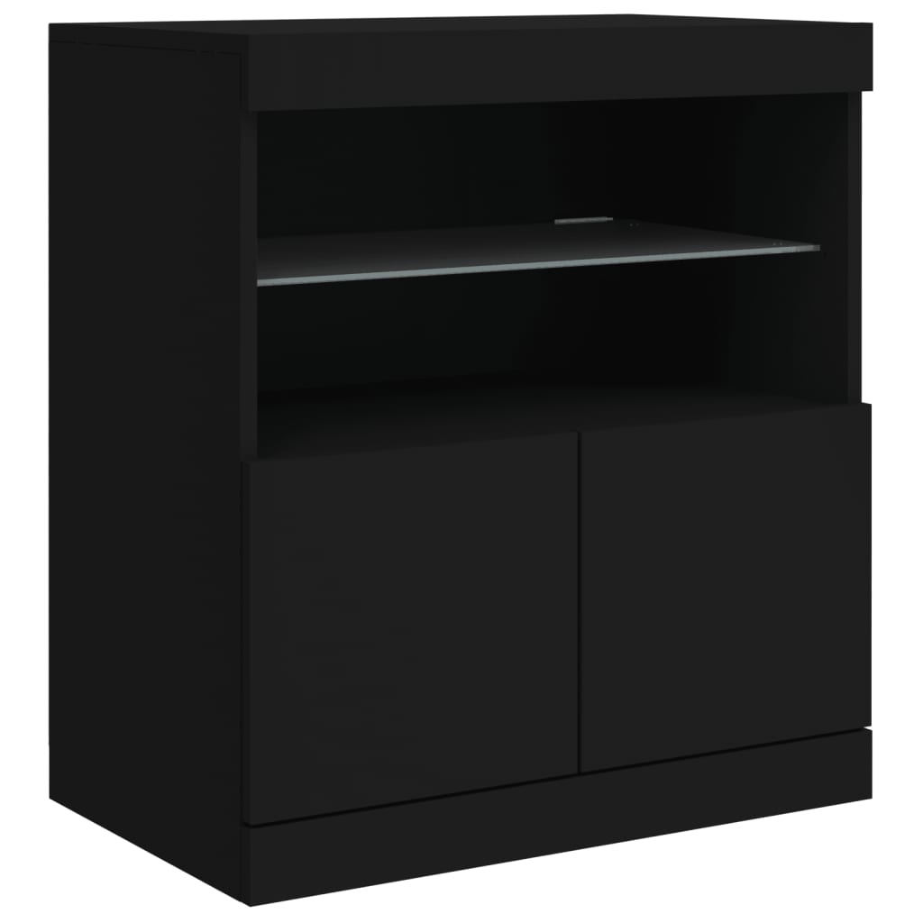 vidaXL Servantă cu lumini LED, negru, 60x37x67 cm vidaXL Servantă cu lumini LED, negru, 60x37x67 cm