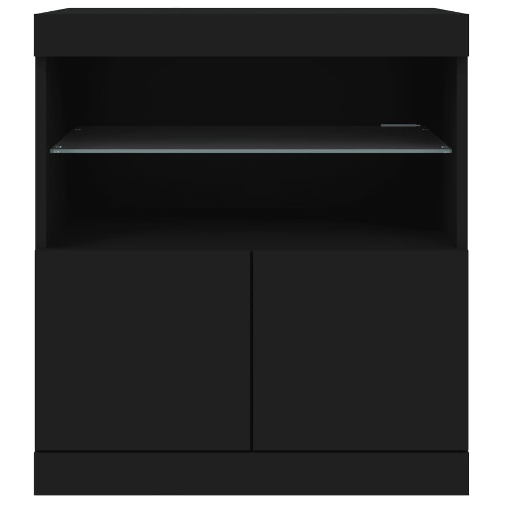vidaXL Servantă cu lumini LED, negru, 60x37x67 cm vidaXL Servantă cu lumini LED, negru, 60x37x67 cm