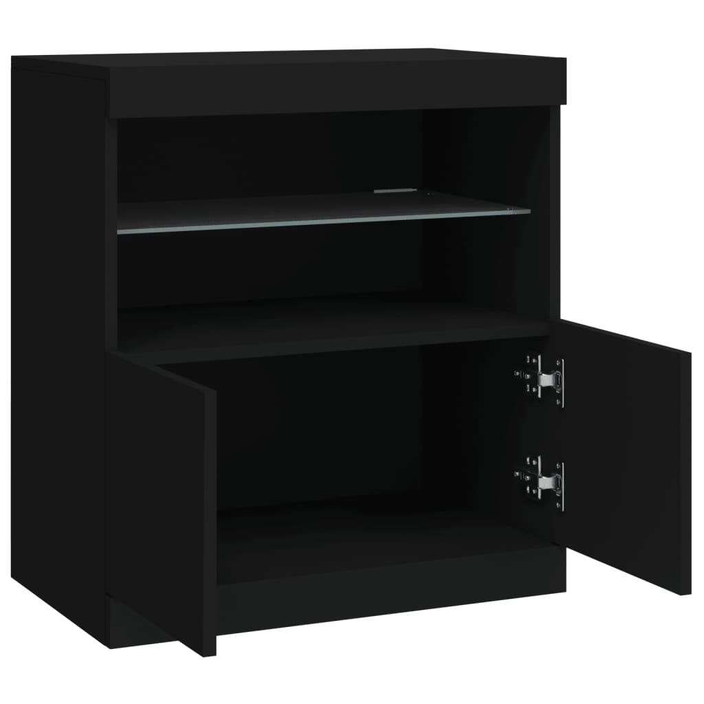 vidaXL Servantă cu lumini LED, negru, 60x37x67 cm vidaXL Servantă cu lumini LED, negru, 60x37x67 cm