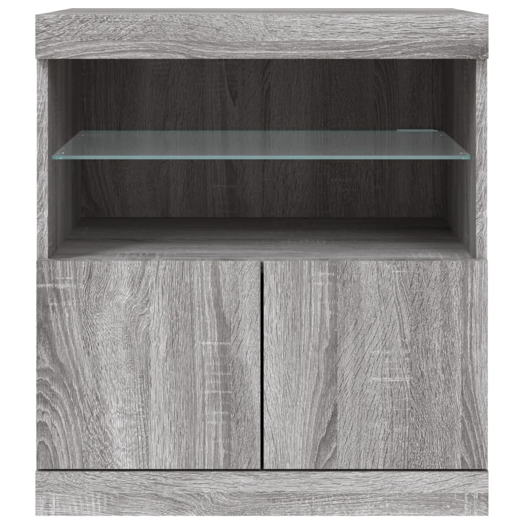 vidaXL Servantă cu lumini LED, gri sonoma, 60x37x67 cm vidaXL Servantă cu lumini LED, gri sonoma, 60x37x67 cm