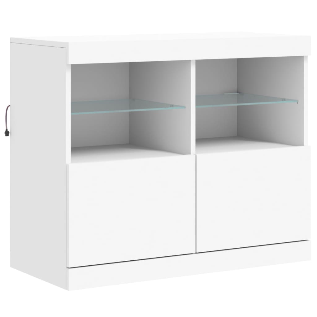 vidaXL Servantă cu lumini LED, alb, 81x37x67 cm vidaXL Servantă cu lumini LED, alb, 81x37x67 cm