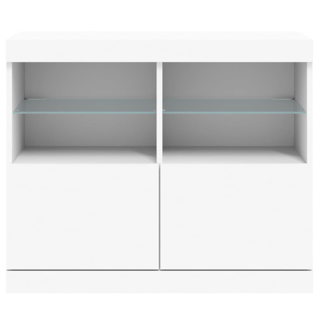 vidaXL Servantă cu lumini LED, alb, 81x37x67 cm vidaXL Servantă cu lumini LED, alb, 81x37x67 cm