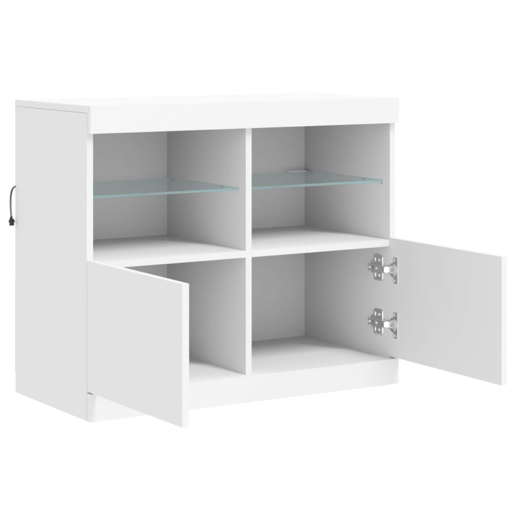 vidaXL Servantă cu lumini LED, alb, 81x37x67 cm vidaXL Servantă cu lumini LED, alb, 81x37x67 cm