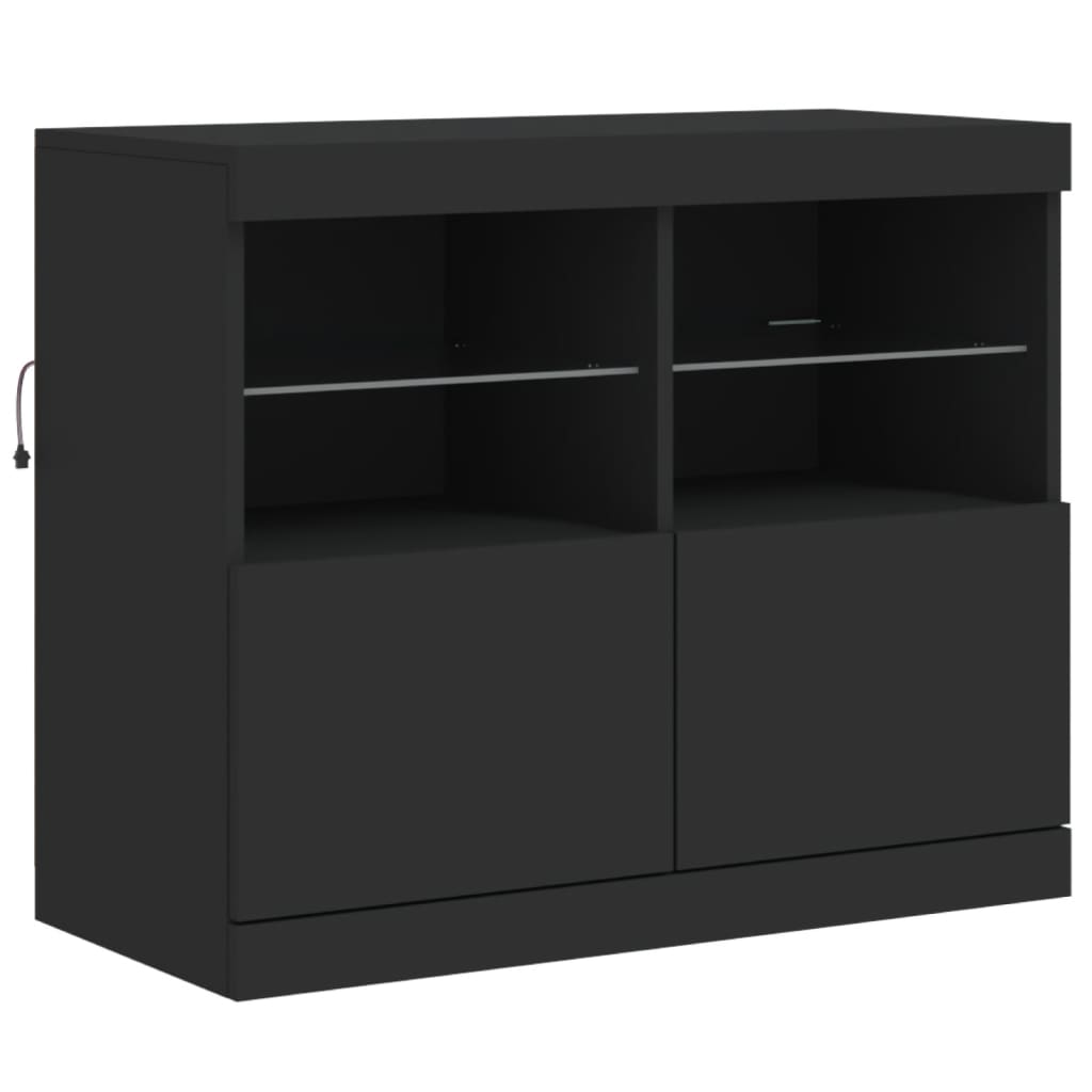 vidaXL Servantă cu lumini LED, negru, 81x37x67 cm