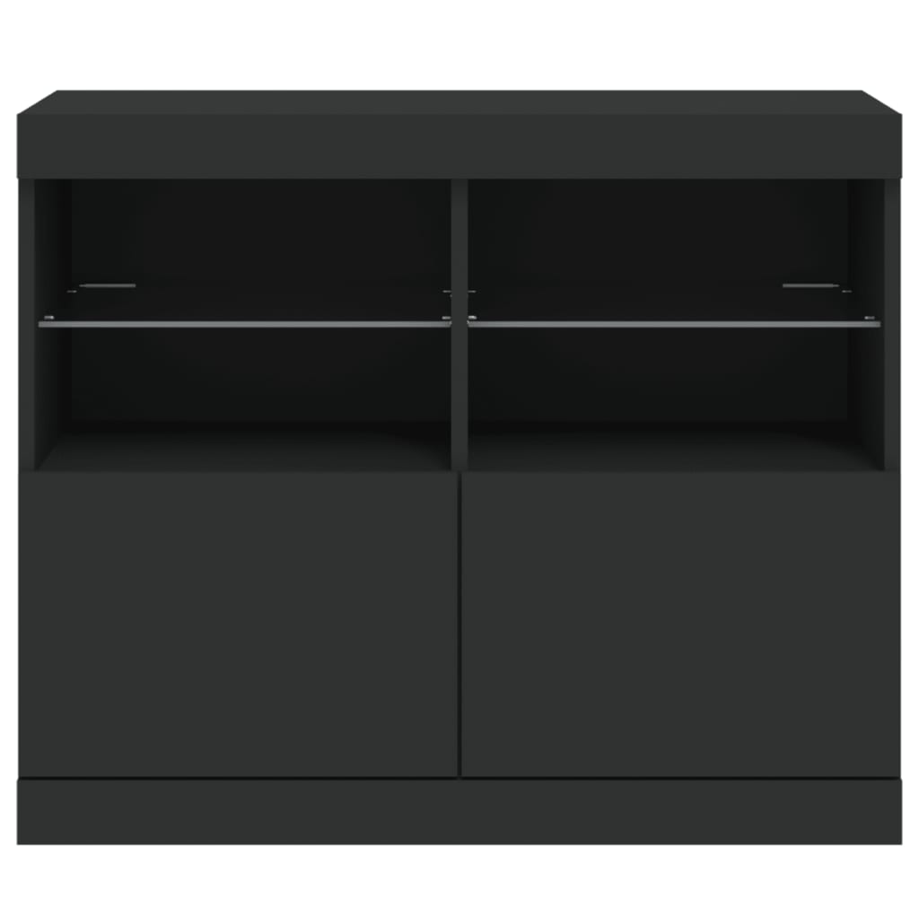 vidaXL Servantă cu lumini LED, negru, 81x37x67 cm