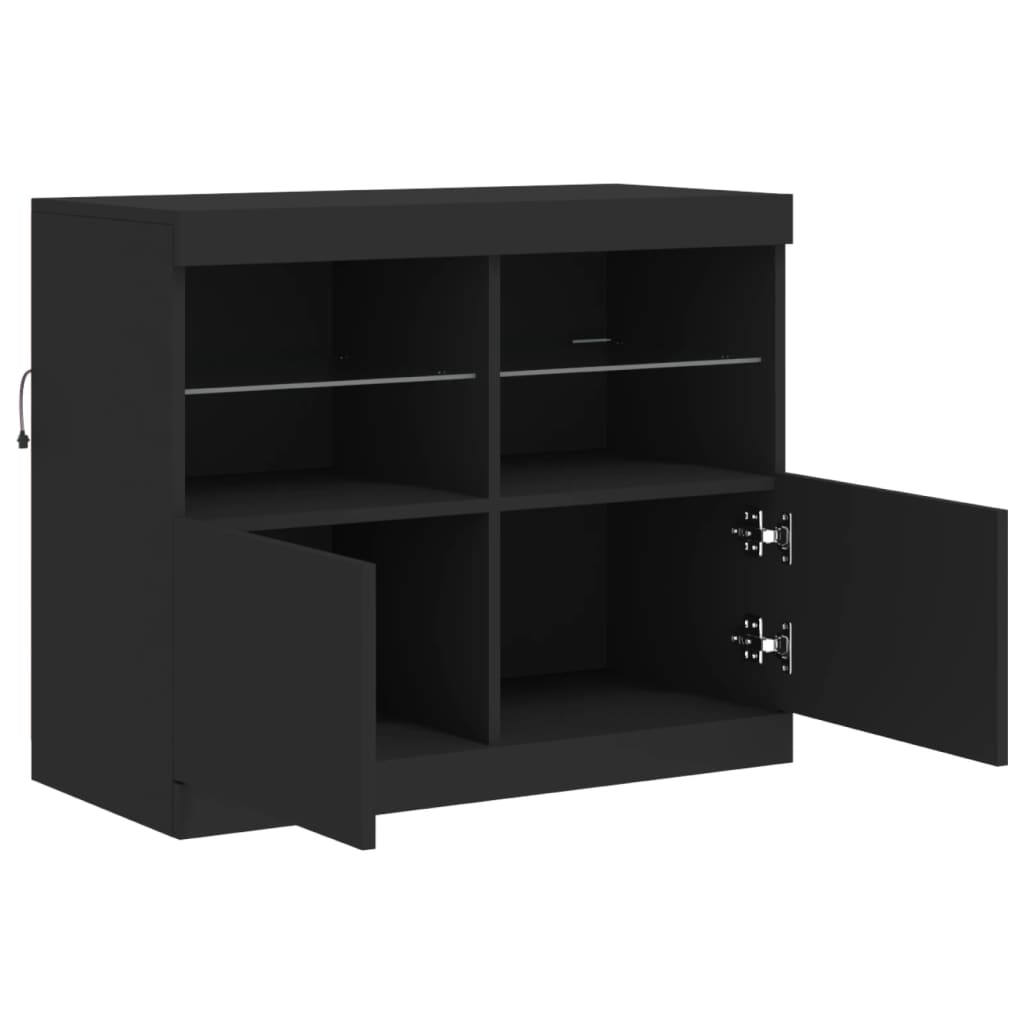 vidaXL Servantă cu lumini LED, negru, 81x37x67 cm