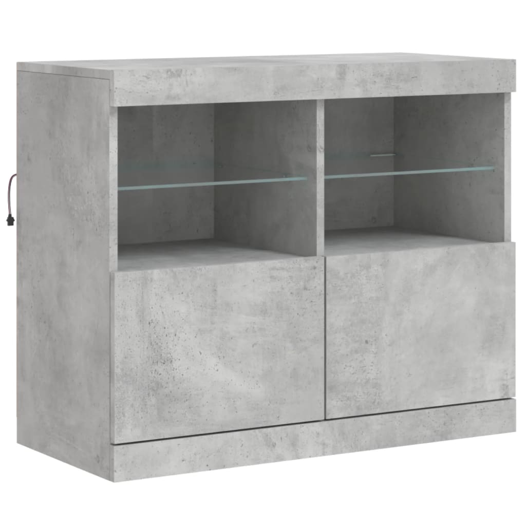 vidaXL Servantă cu lumini LED, gri beton, 81x37x67 cm vidaXL Servantă cu lumini LED, gri beton, 81x37x67 cm
