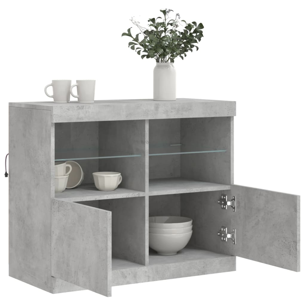 vidaXL Servantă cu lumini LED, gri beton, 81x37x67 cm vidaXL Servantă cu lumini LED, gri beton, 81x37x67 cm