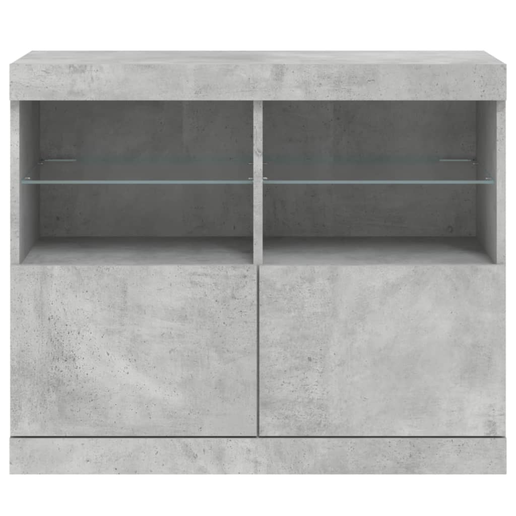 vidaXL Servantă cu lumini LED, gri beton, 81x37x67 cm vidaXL Servantă cu lumini LED, gri beton, 81x37x67 cm