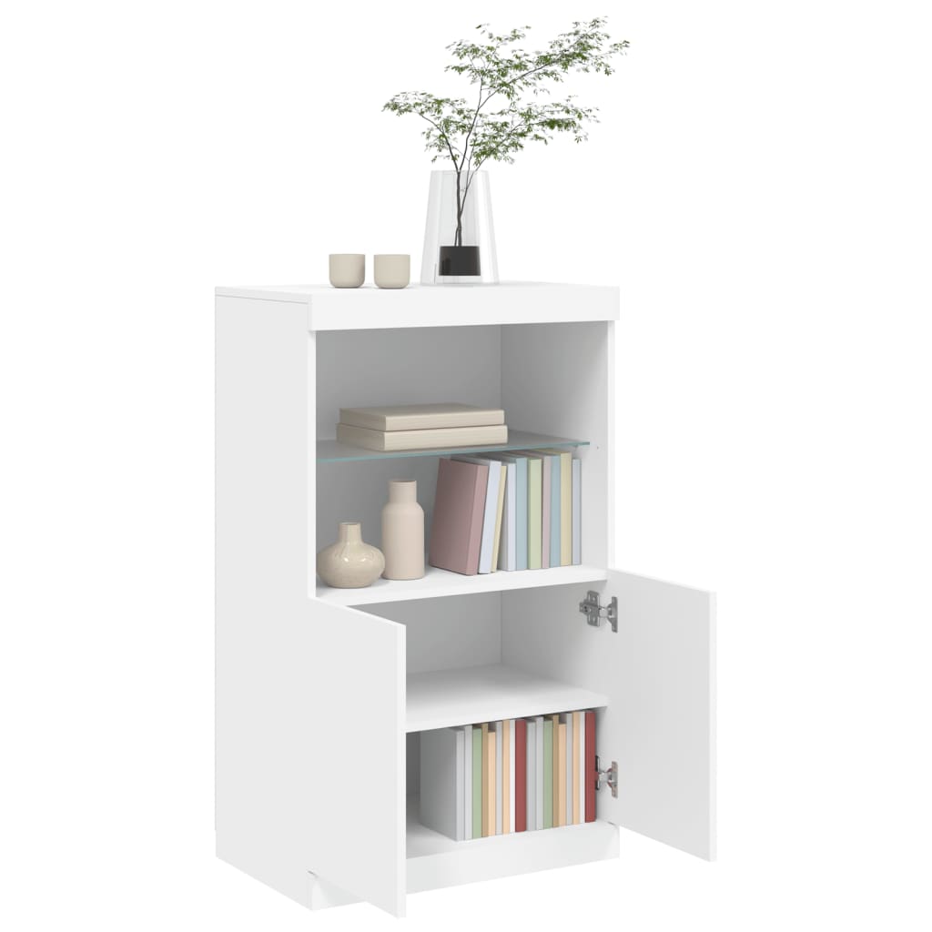 vidaXL Servantă cu lumini LED, alb, 60,5x37x100 cm