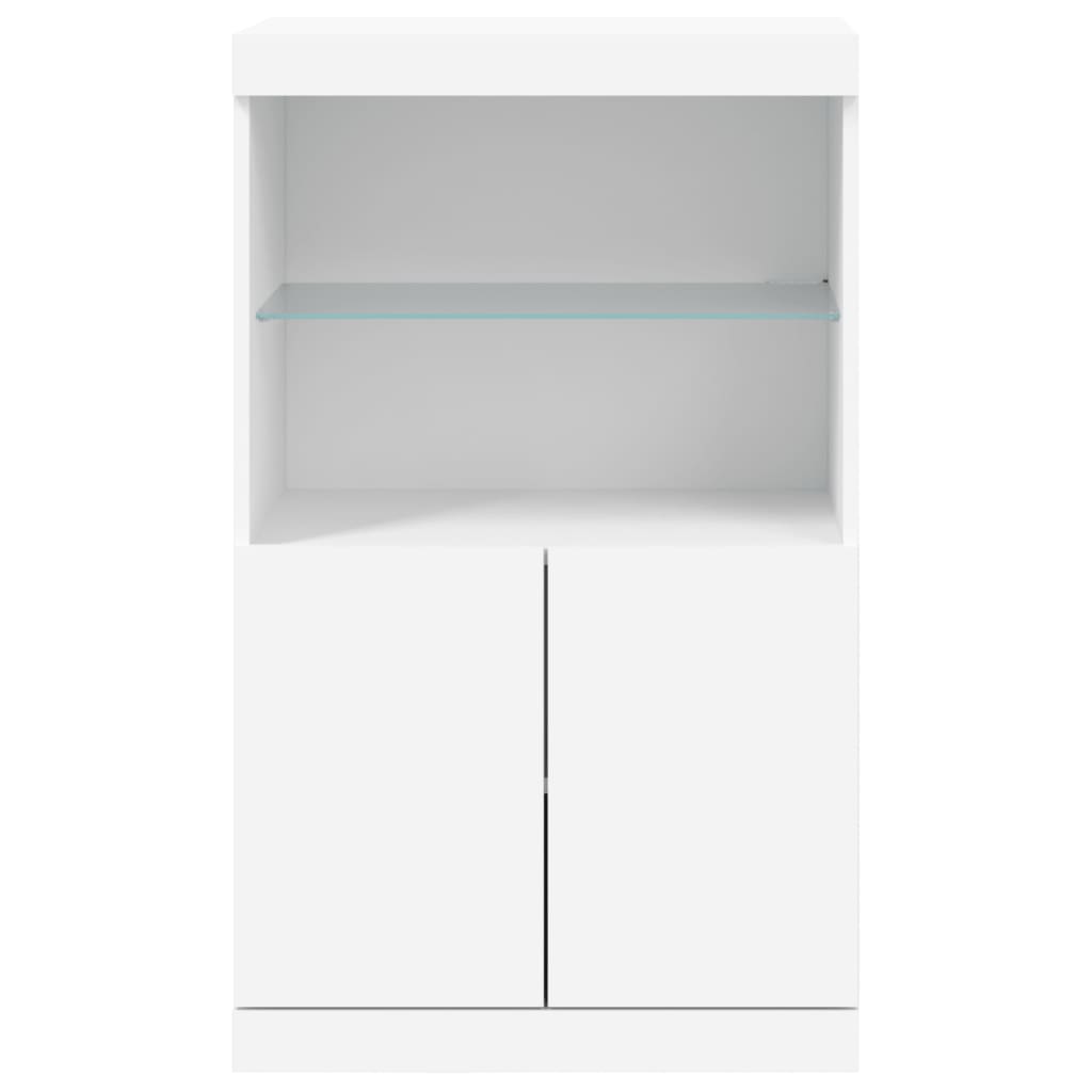 vidaXL Servantă cu lumini LED, alb, 60,5x37x100 cm