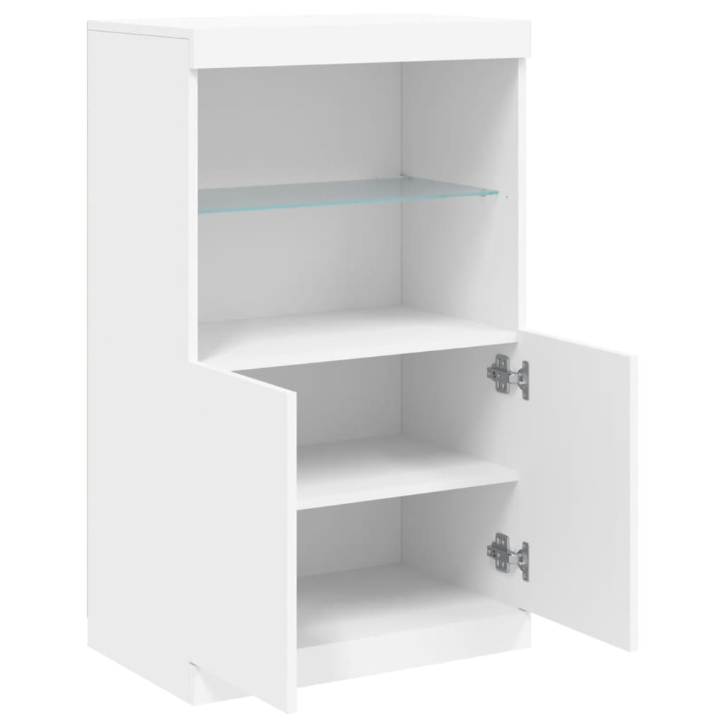 vidaXL Servantă cu lumini LED, alb, 60,5x37x100 cm