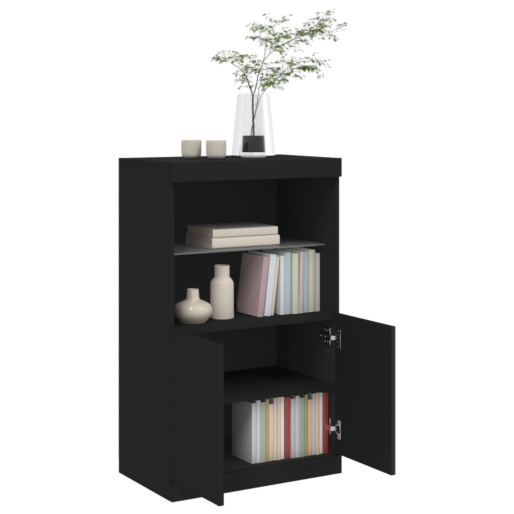 vidaXL Servantă cu lumini LED, negru, 60,5x37x100 cm vidaXL Servantă cu lumini LED, negru, 60,5x37x100 cm