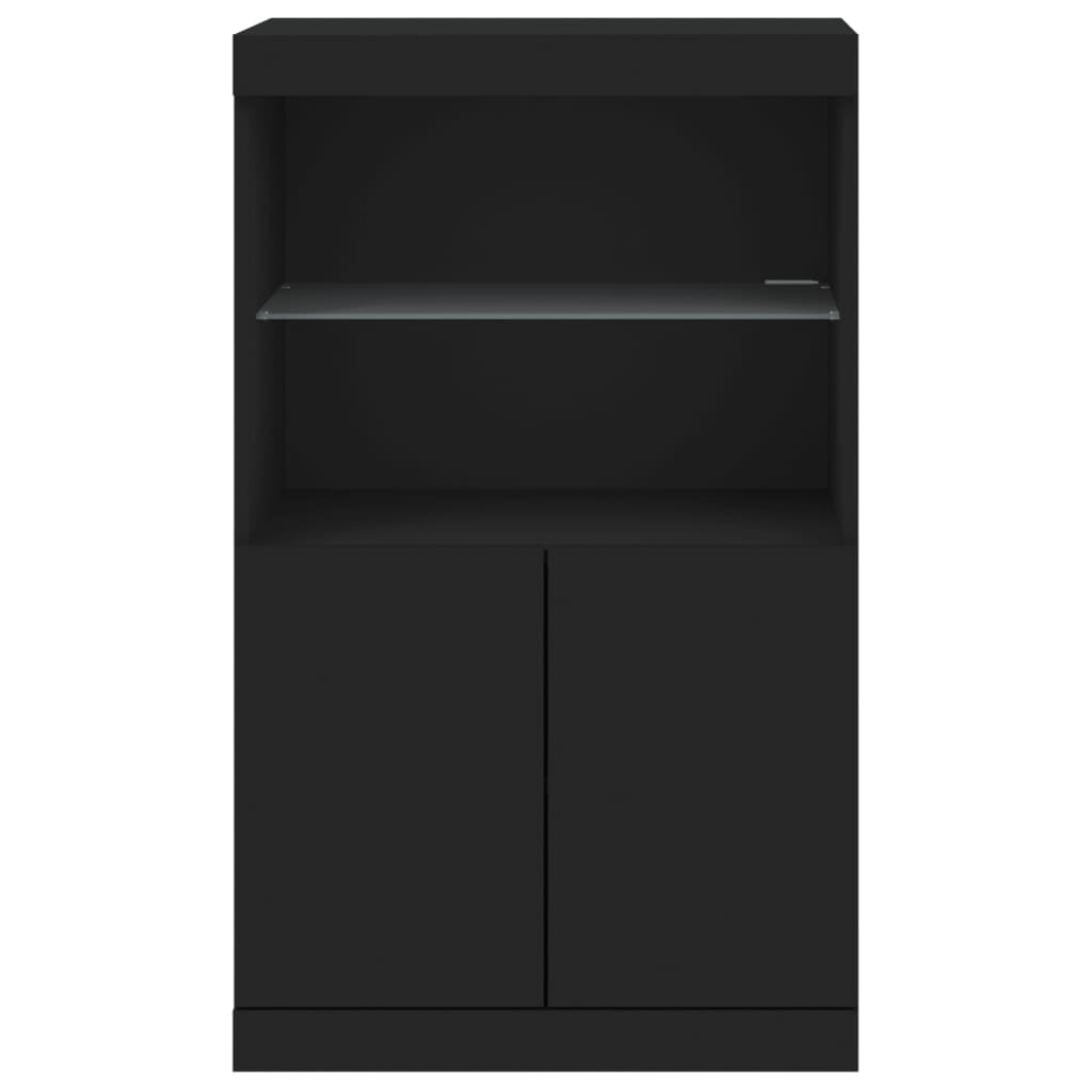 vidaXL Servantă cu lumini LED, negru, 60,5x37x100 cm vidaXL Servantă cu lumini LED, negru, 60,5x37x100 cm