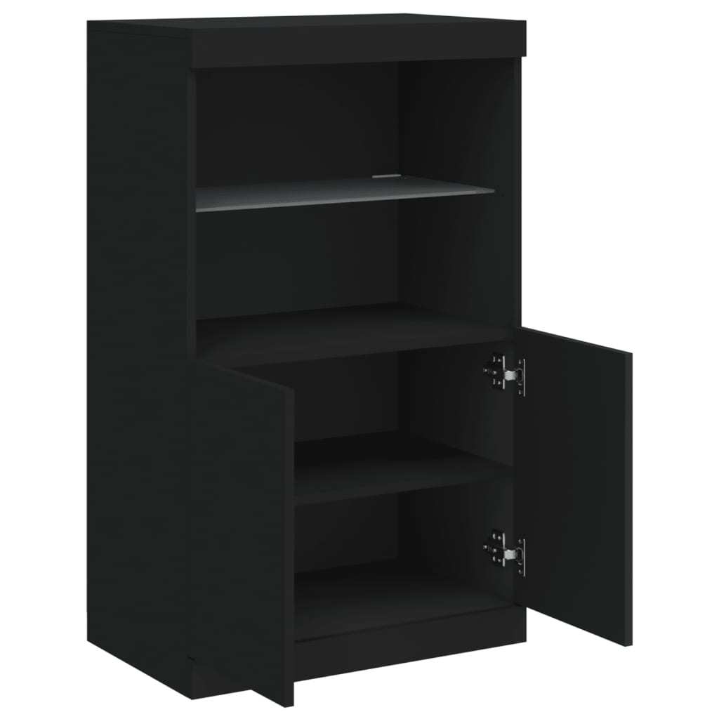 vidaXL Servantă cu lumini LED, negru, 60,5x37x100 cm vidaXL Servantă cu lumini LED, negru, 60,5x37x100 cm