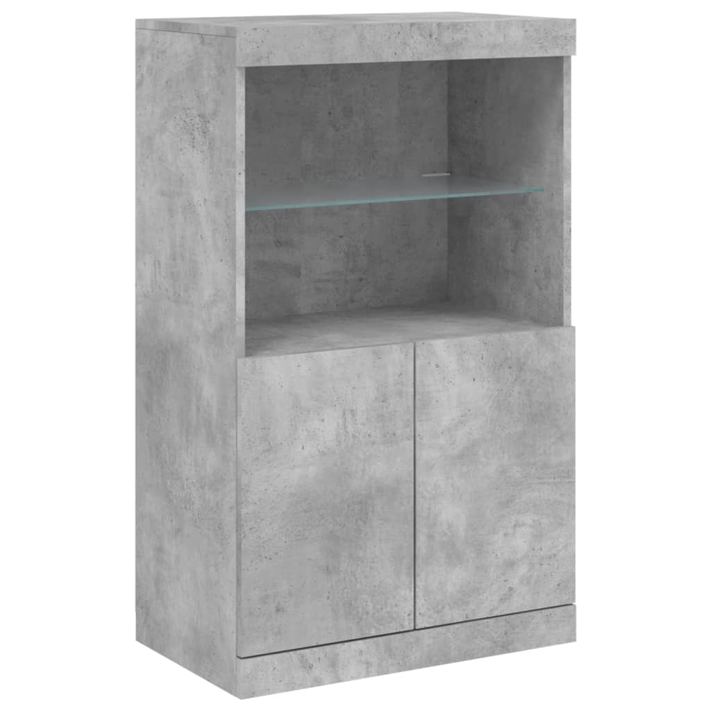 vidaXL Servantă cu lumini LED, gri beton, 60,5x37x100 cm