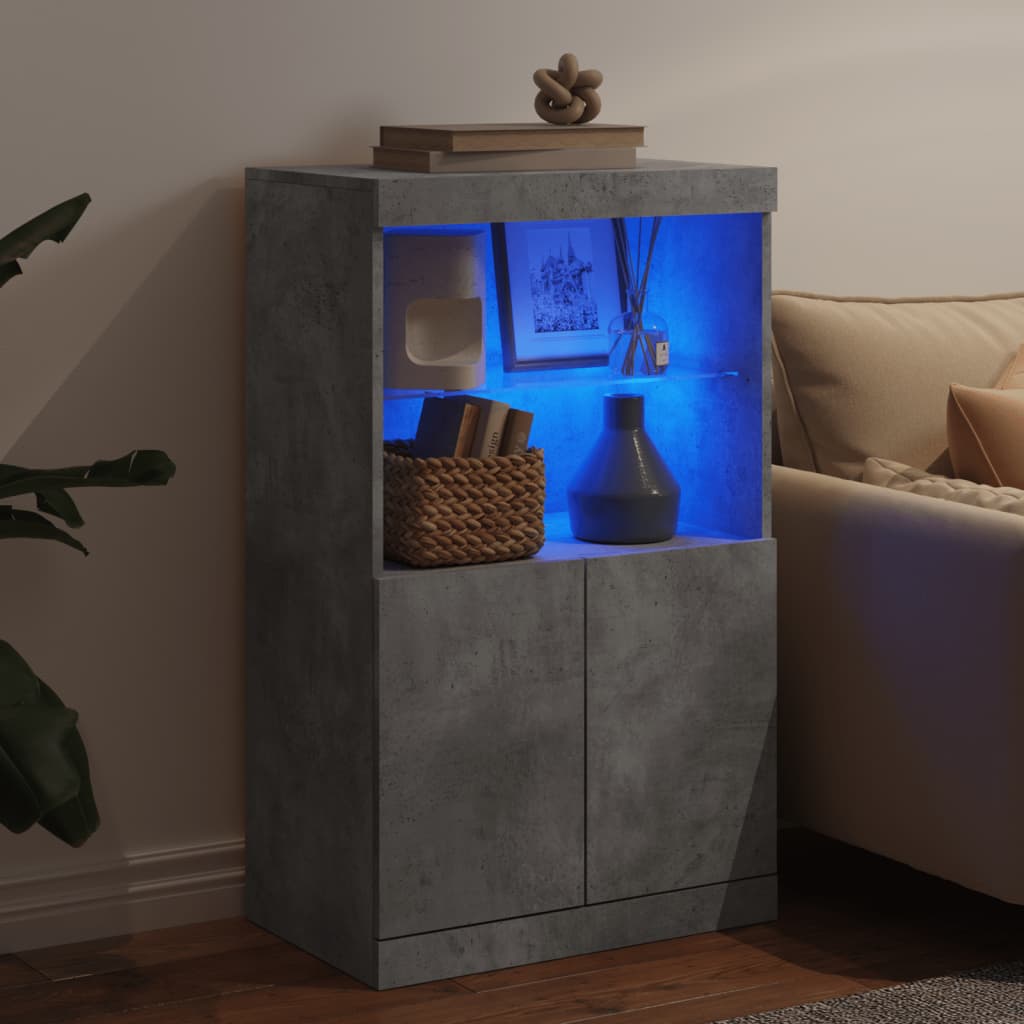 vidaXL Servantă cu lumini LED, gri beton, 60,5x37x100 cm