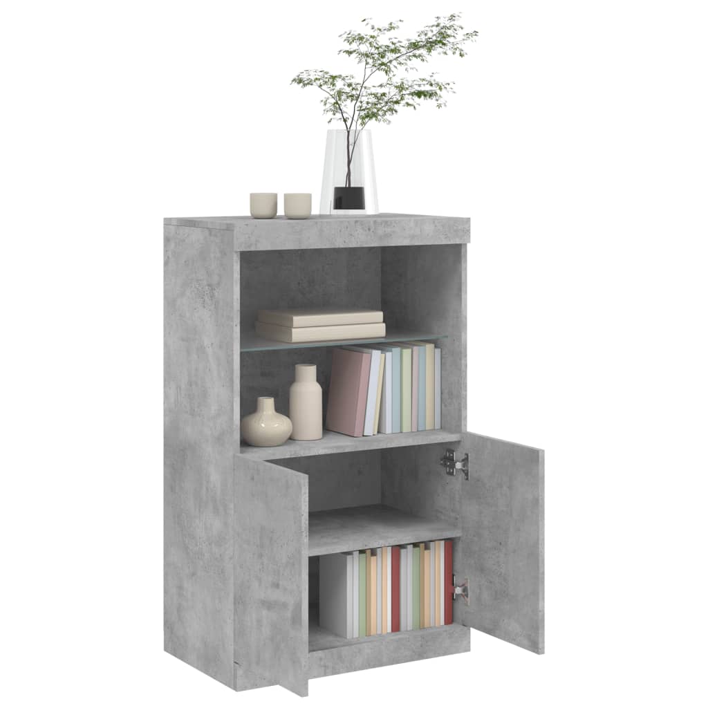 vidaXL Servantă cu lumini LED, gri beton, 60,5x37x100 cm