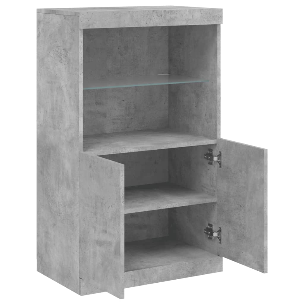 vidaXL Servantă cu lumini LED, gri beton, 60,5x37x100 cm