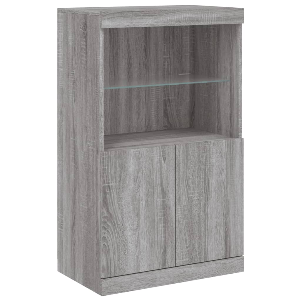 vidaXL Servantă cu lumini LED, gri sonoma, 60,5x37x100 cm