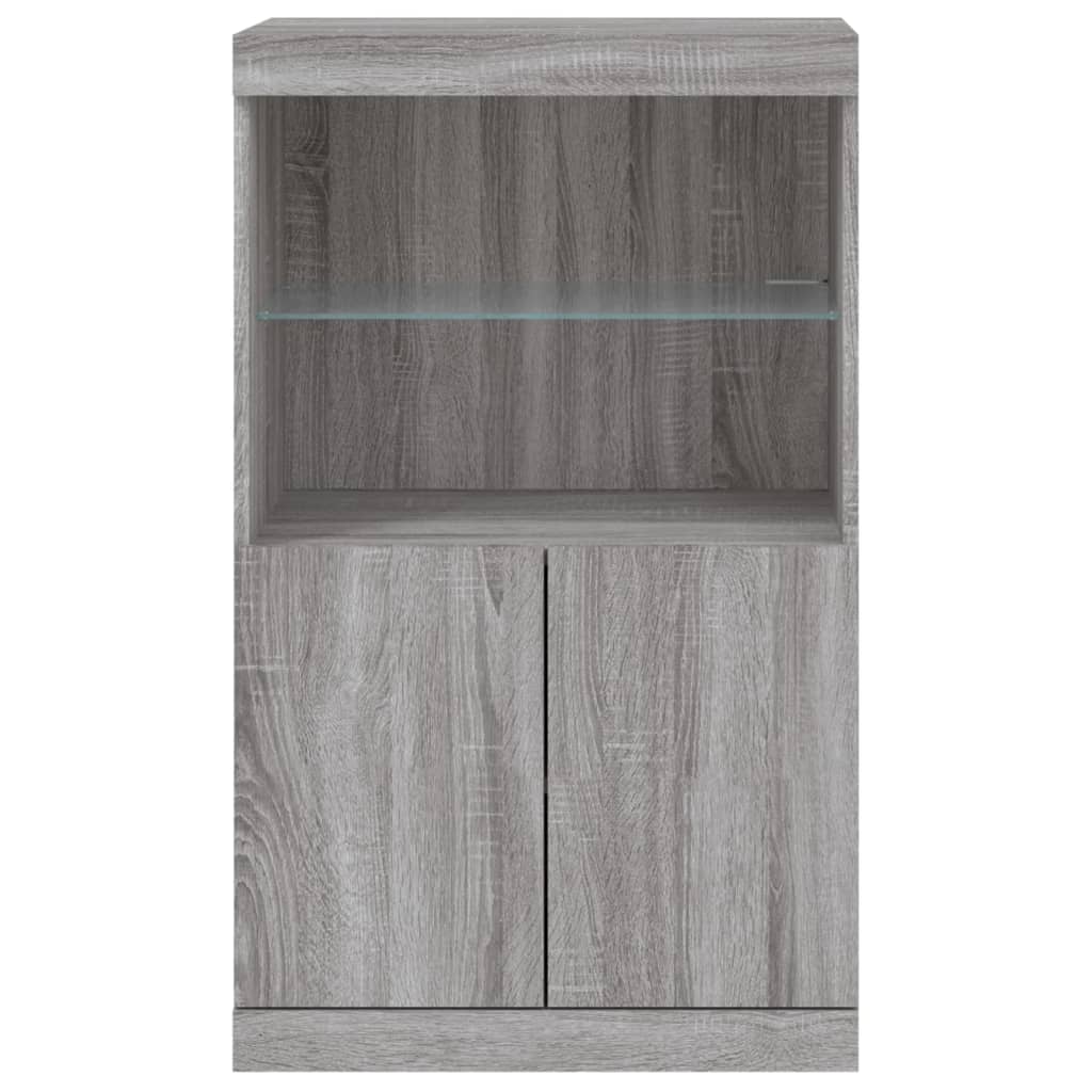 vidaXL Servantă cu lumini LED, gri sonoma, 60,5x37x100 cm