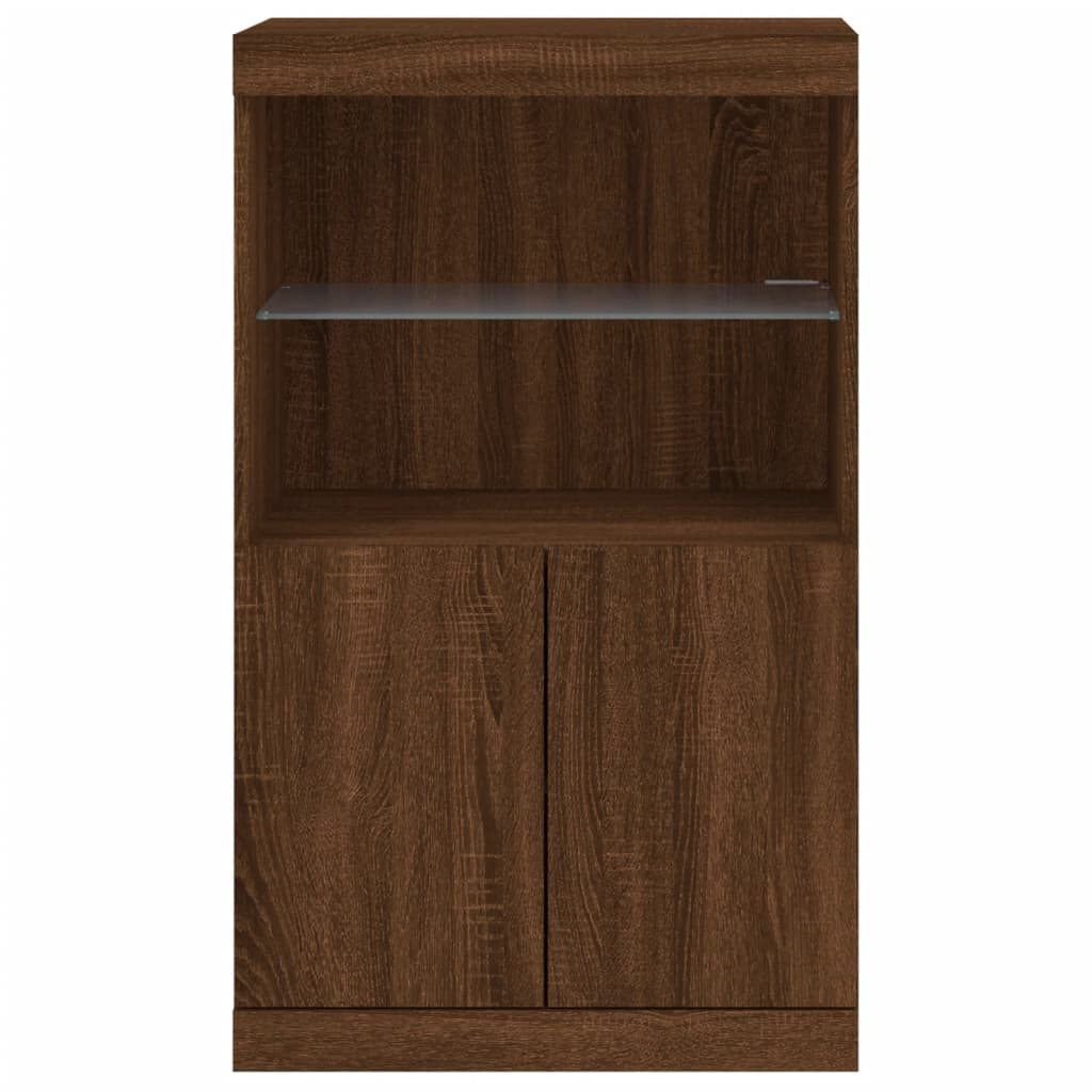 vidaXL Servantă cu lumini LED, stejar maro, 60,5x37x100 cm vidaXL Servantă cu lumini LED, stejar maro, 60,5x37x100 cm