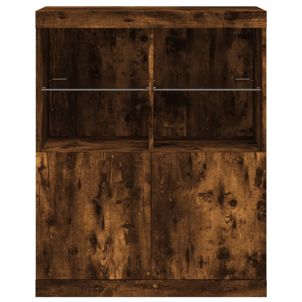 vidaXL Servantă cu lumini LED, stejar fumuriu, 81x37x100 cm vidaXL Servantă cu lumini LED, stejar fumuriu, 81x37x100 cm