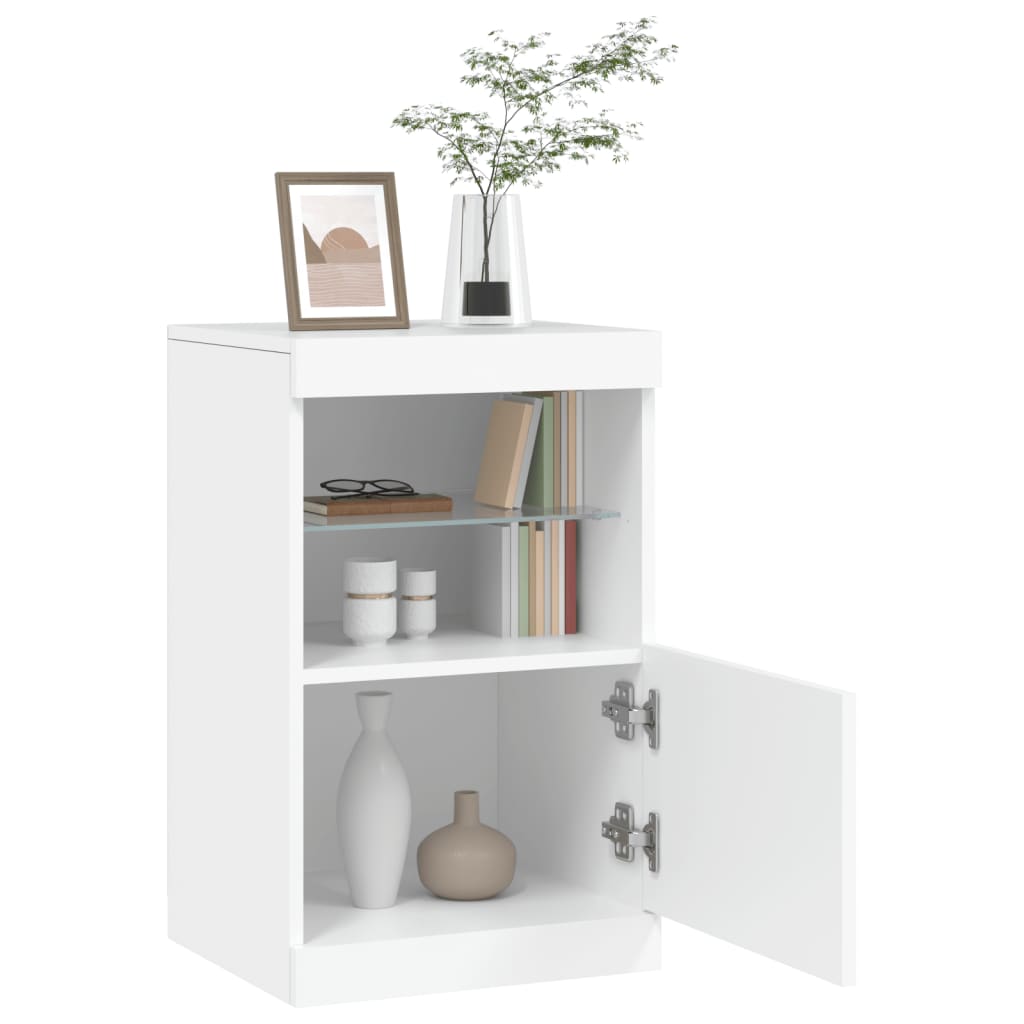 vidaXL Servantă cu lumini LED, alb, 41x37x67 cm vidaXL Servantă cu lumini LED, alb, 41x37x67 cm