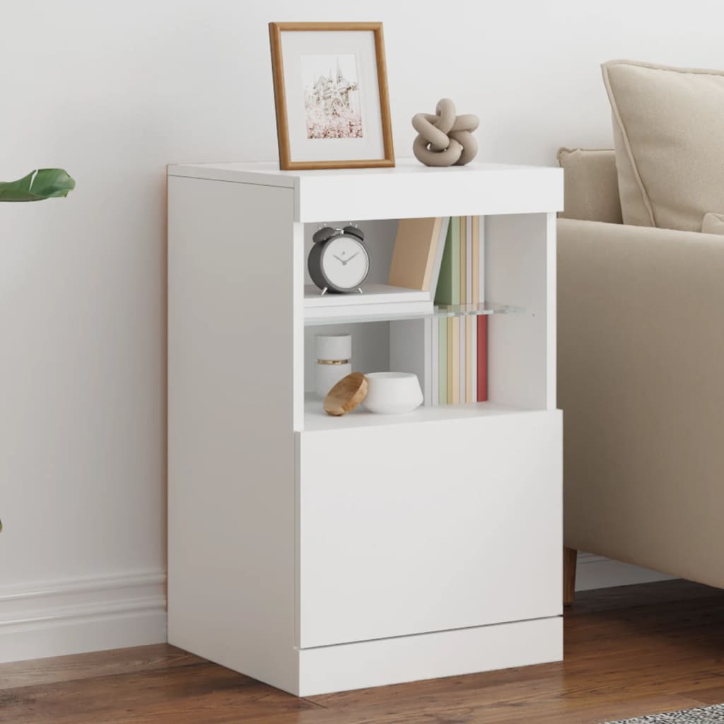 vidaXL Servantă cu lumini LED, alb, 41x37x67 cm vidaXL Servantă cu lumini LED, alb, 41x37x67 cm