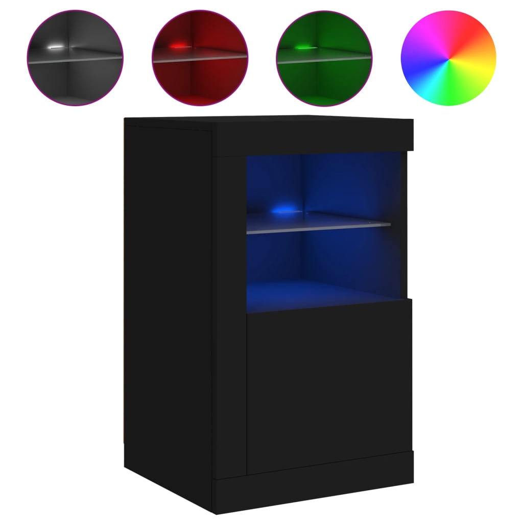 vidaXL Servantă cu lumini LED, negru, 41x37x67 cm vidaXL Servantă cu lumini LED, negru, 41x37x67 cm